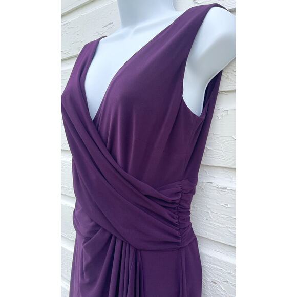 Chaps Dress Faux Wrap Long Maxi Stretchy Size 6 Purple Jersey Sleeveless - Picture 6 of 7